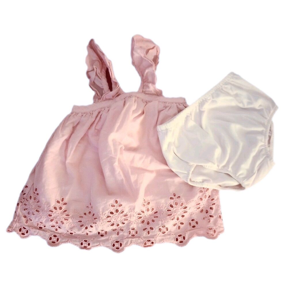 Baby GAP Pink Eyelet Sleeveless Dress w/Bloomers sz 3-6M Infant Girls